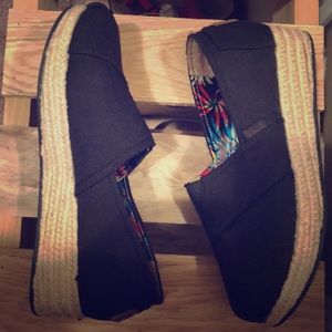 BOBS  from Skechers Black Memory foam wedges